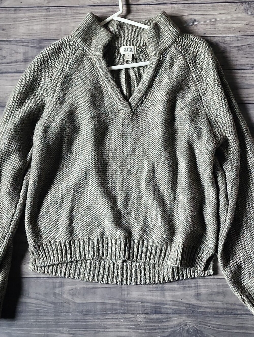 a.n.a Olive V-Neck Textured Knit Sweater